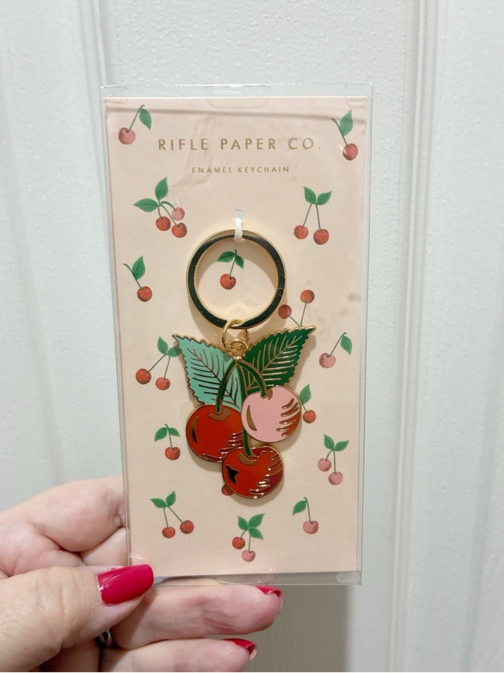 [ FIRM price ] Rifle Paper Co. Cherry Enamel Keychain